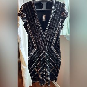 Black and Silver Sequins Minidress